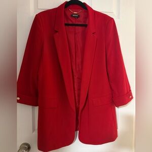 EUC DKNY Bold Scarlet Blazer With Gold Branded Buttons
